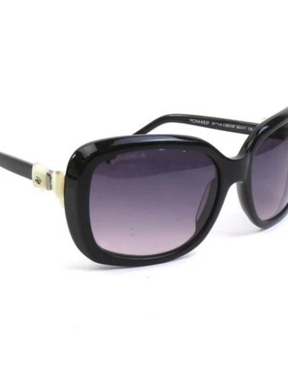 Auth CHANEL CC Logo Ribbon Sunglasses Black/Off White Plastic - e61727a